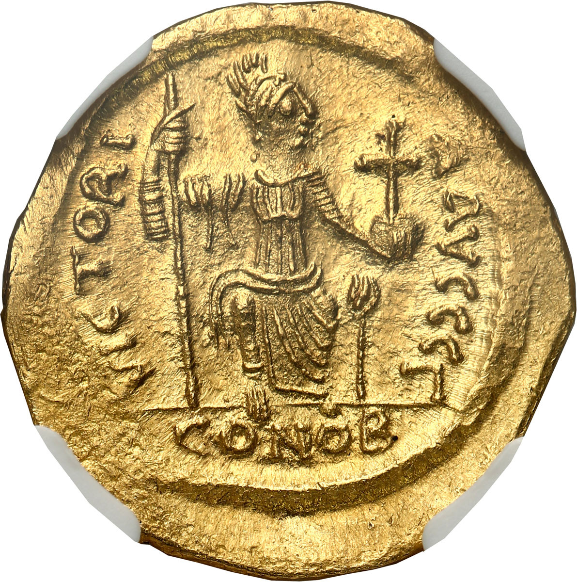 Bizancjum. Justyn II (565-578). Solid, Konstantynopol - NGC MS - PIĘKNY